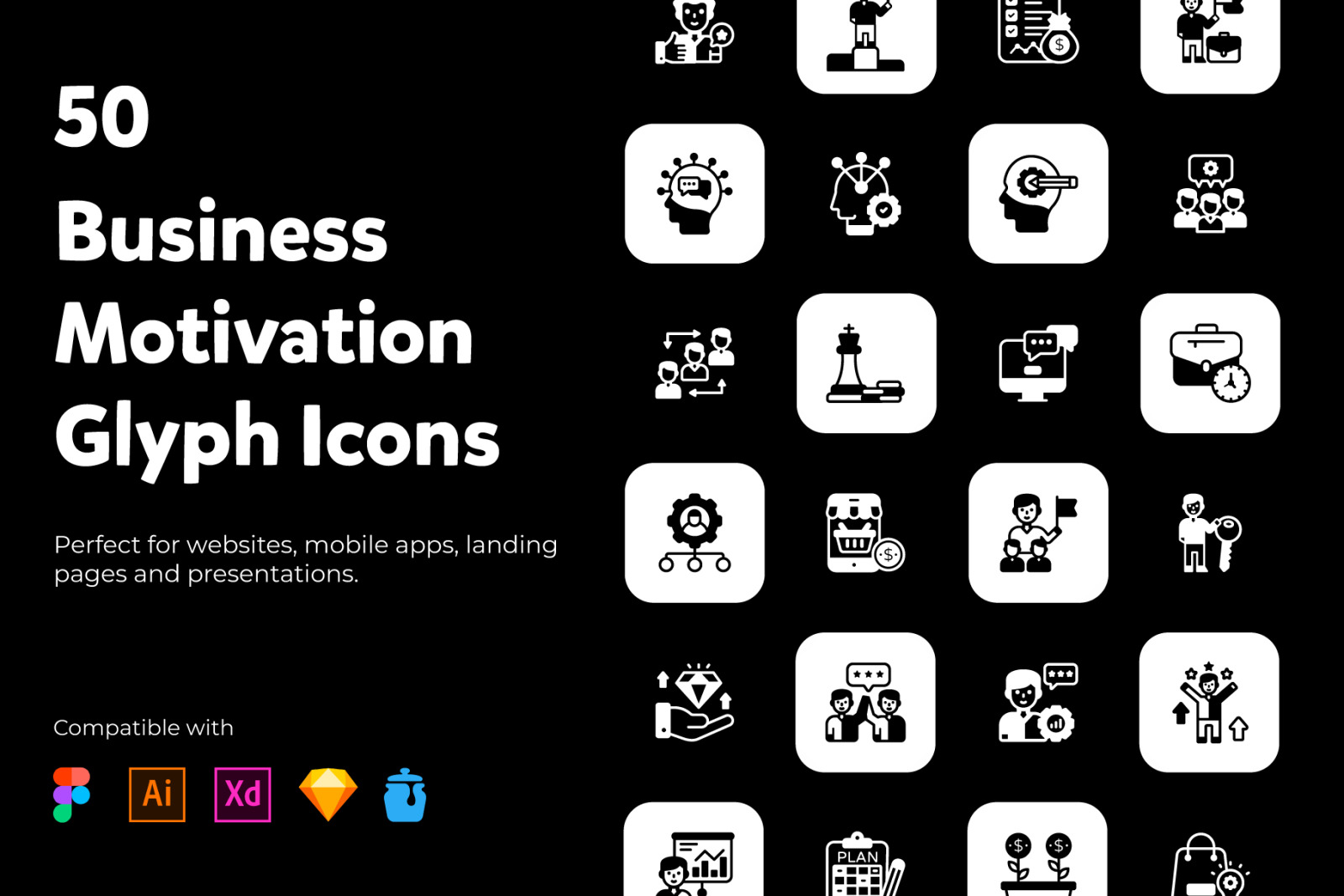 Business Motivation Glyph Icons Business Motivation Glyph Icons