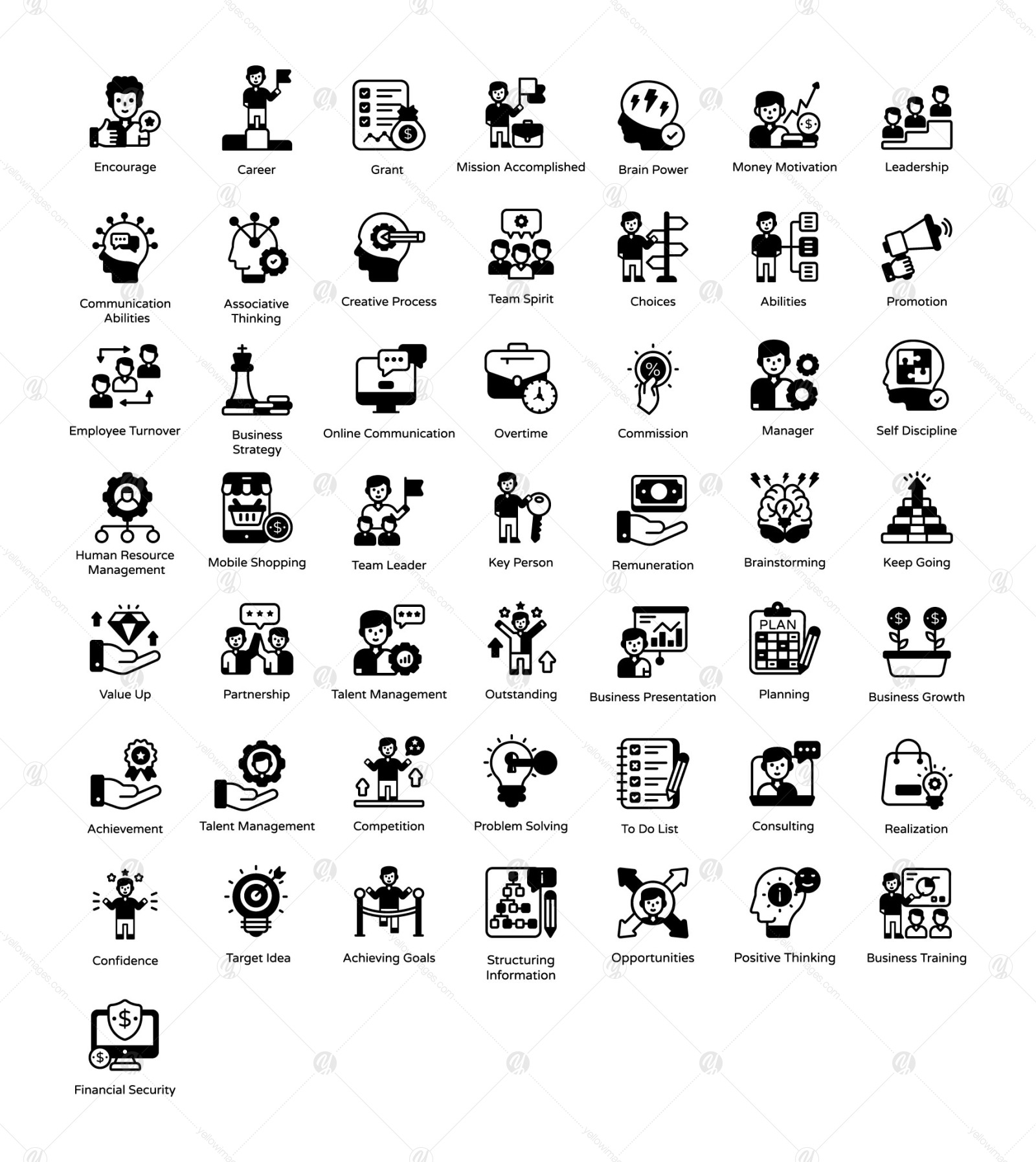 Business Motivation Glyph Icons