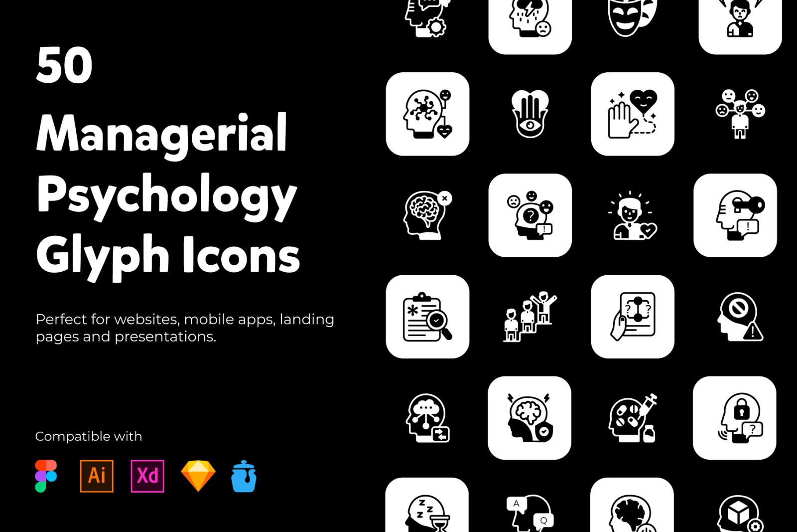 Managerial Psychology Solid Icons Pack