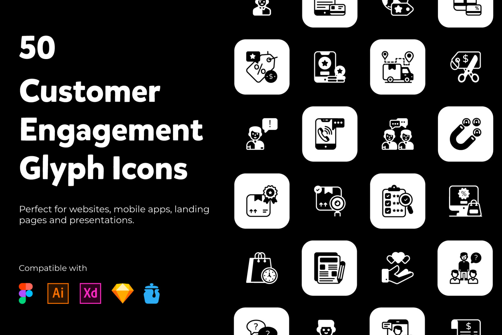 Customer Engagement Solid Icons Customer Engagement Solid Icons