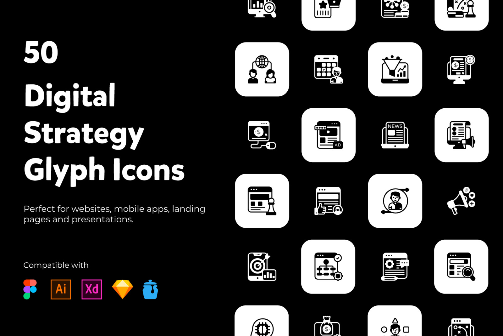 Digital Strategy Solid Icons Digital Strategy Solid Icons
