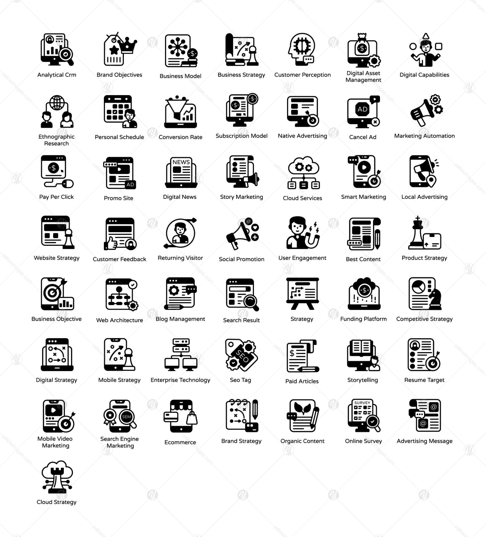 Digital Strategy Solid Icons Digital Strategy Solid Icons