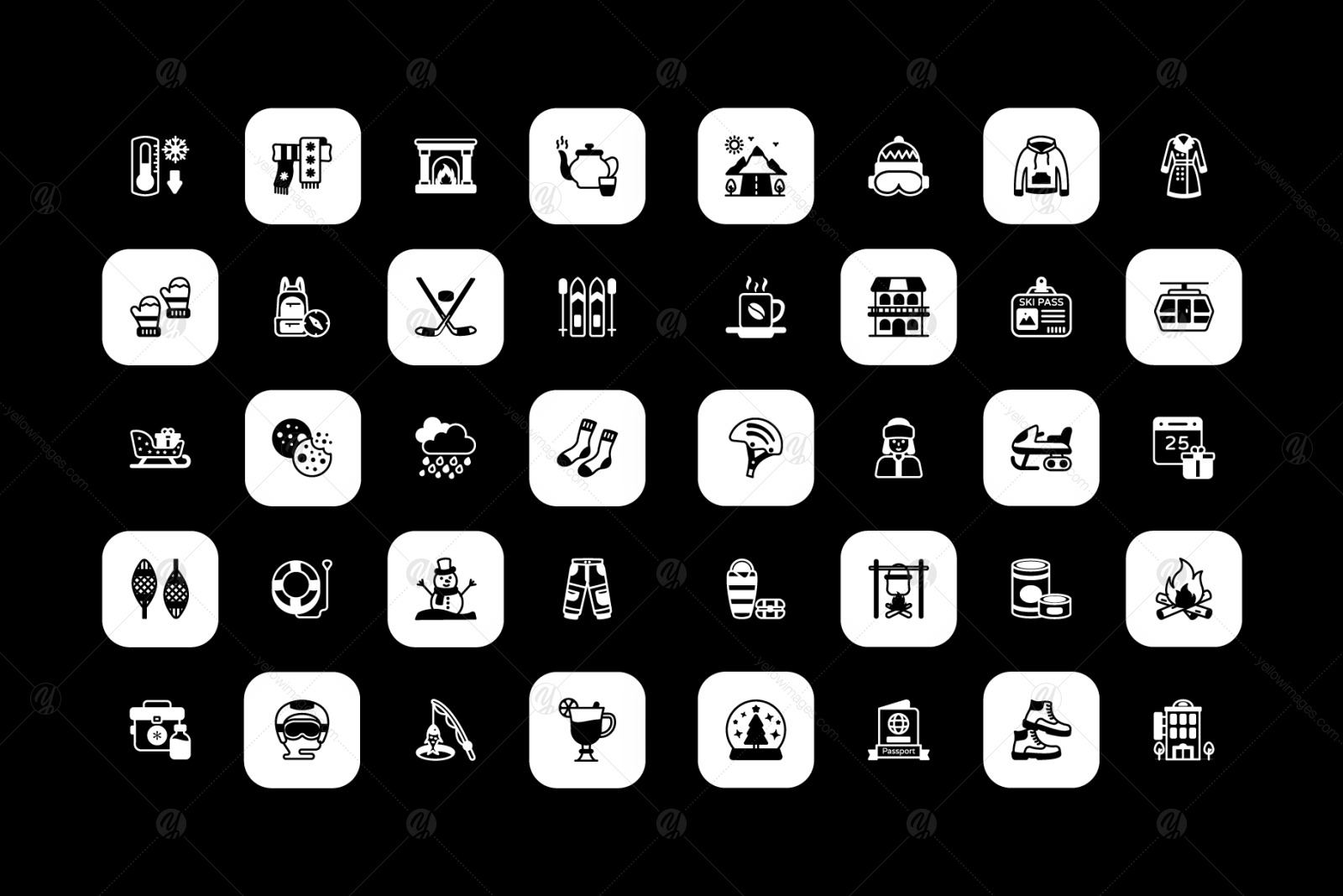 Winter Activities Glyph Icons