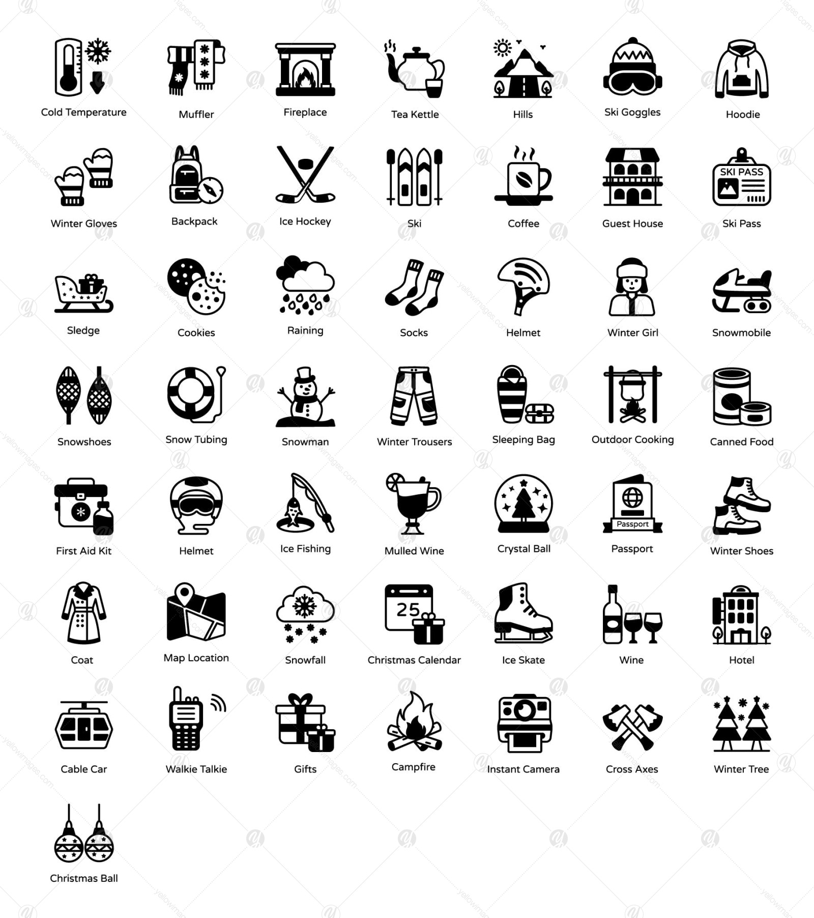 Winter Activities Glyph Icons