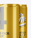 4 Cans in Metallic Shrink Wrap Mockup - Half Side View