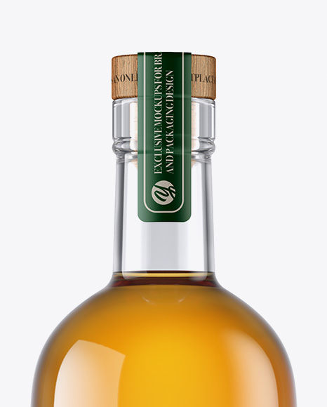 Glass Bottle W/ Whiskey Mockup