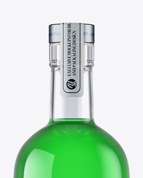 Glass Bottle W/ Liquor Mockup