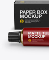 Matte Cream Tube & Paper Box Mockup (High Angle Shot)