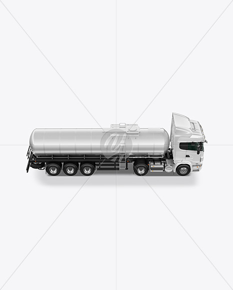 Tank Trailer Truck Mockup - Side View