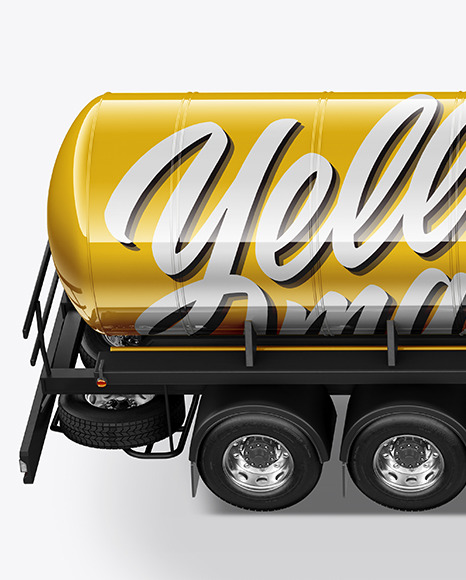 Tank Trailer Truck Mockup - Side View