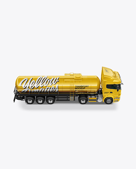 Tank Trailer Truck Mockup - Side View