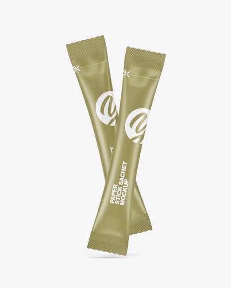 Two Paper Stick Sachets Mockup