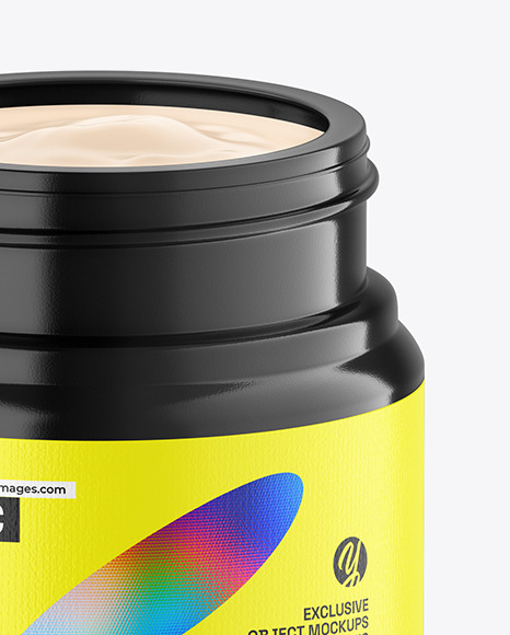 Opened Glossy Cosmetic Jar Mockup