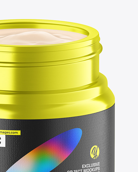 Opened Metallic Cosmetic Jar Mockup