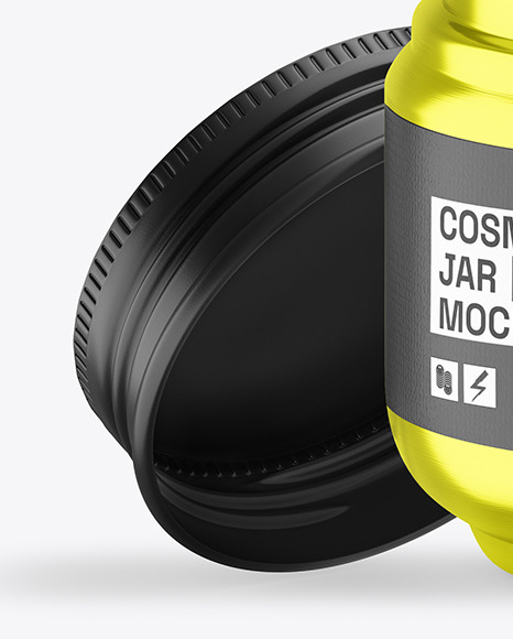 Opened Metallic Cosmetic Jar Mockup