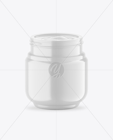 Opened Glossy Cosmetic Jar Mockup