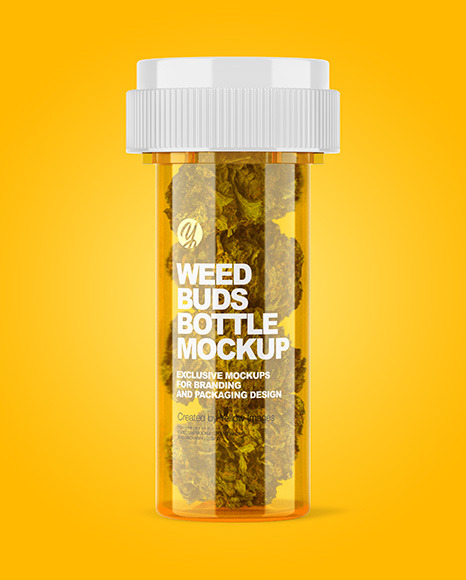 Medicinal Jar with Weed Buds Mockup