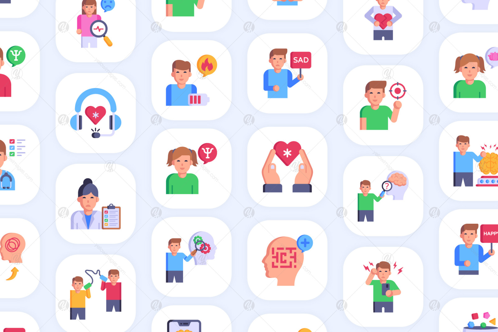 100 Flat Mental Health Icons 100 Flat Mental Health Icons