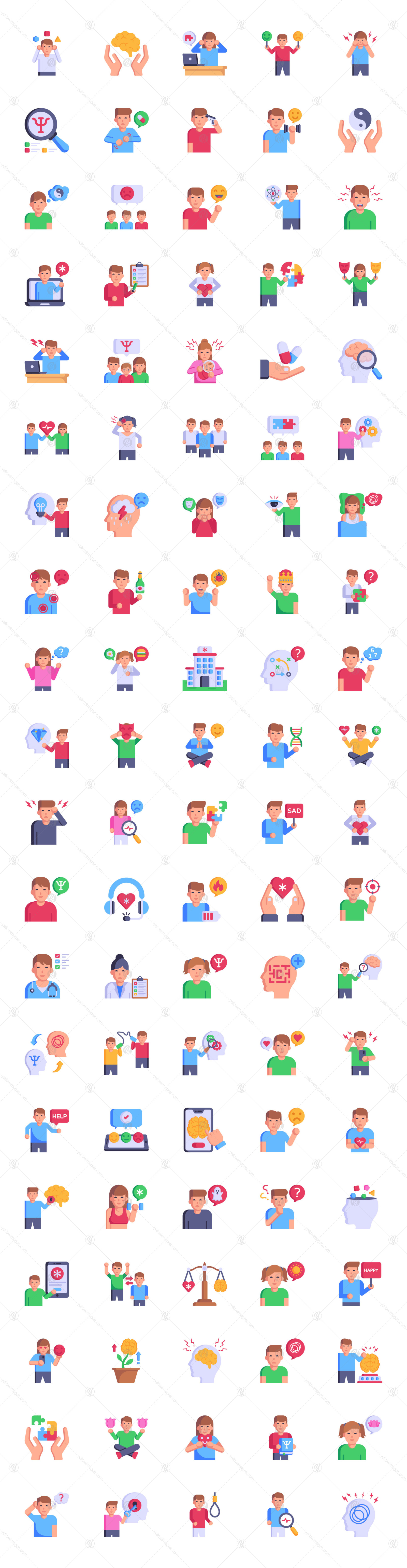 100 Flat Mental Health Icons 100 Flat Mental Health Icons