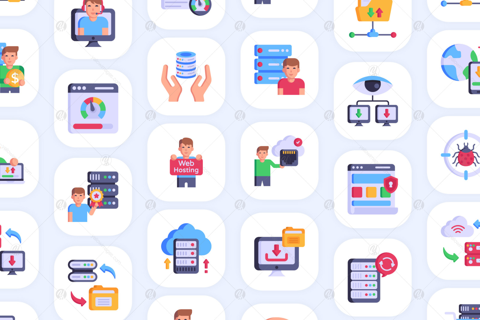 100 Web Hosting Icons - Flat Vectors 100 Web Hosting Icons - Flat Vectors