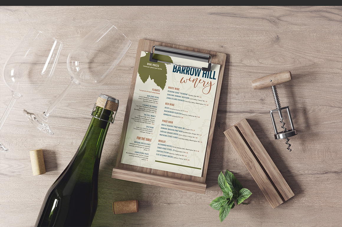 Angled Wooden Menu Holder Mockup