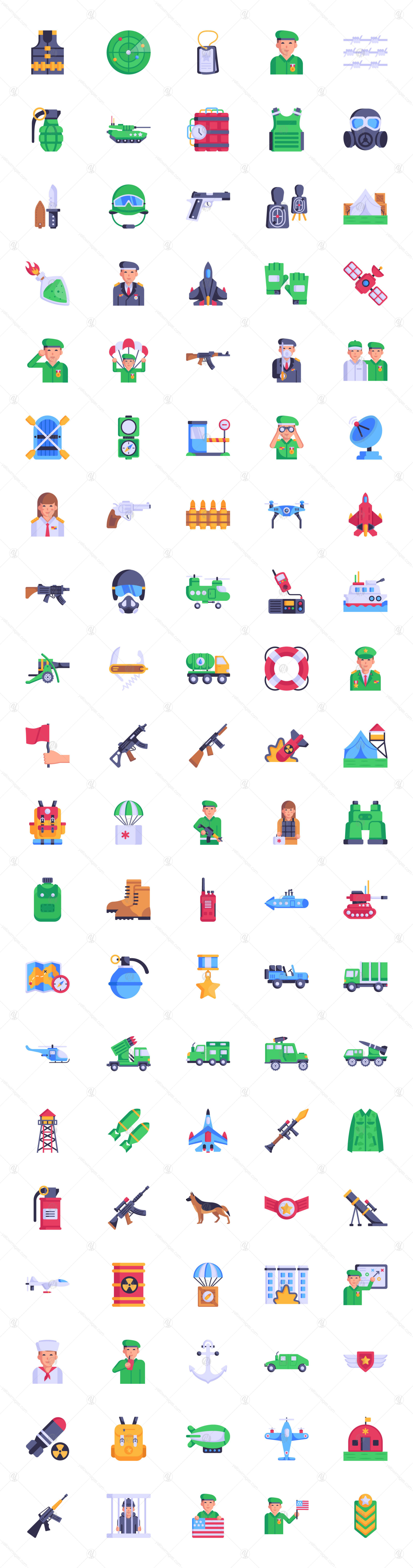 100 Army Vector Icons