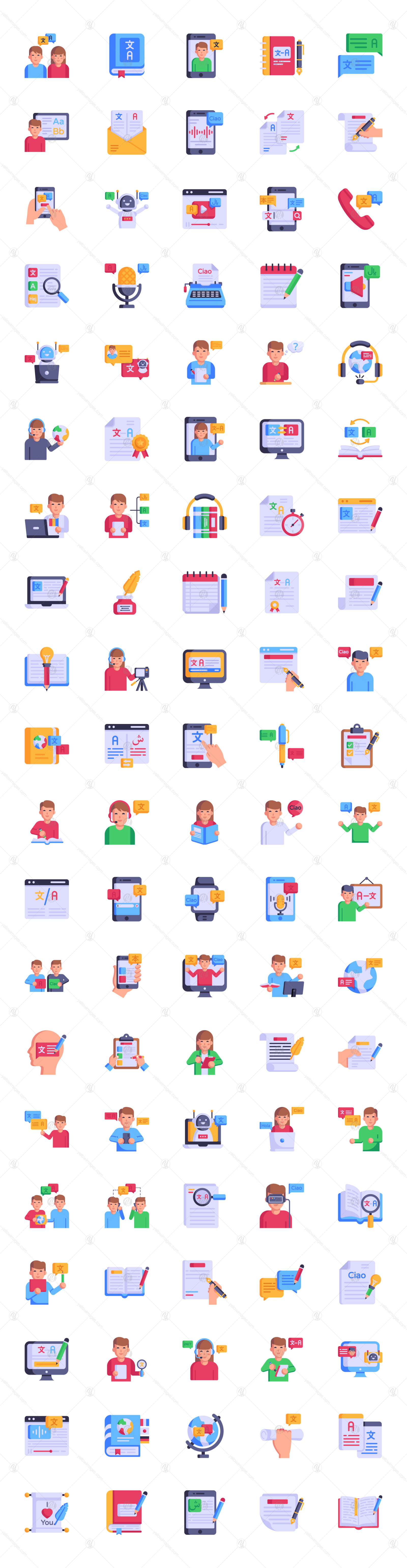 Writing and Translation Services Icons Writing and Translation Services Icons