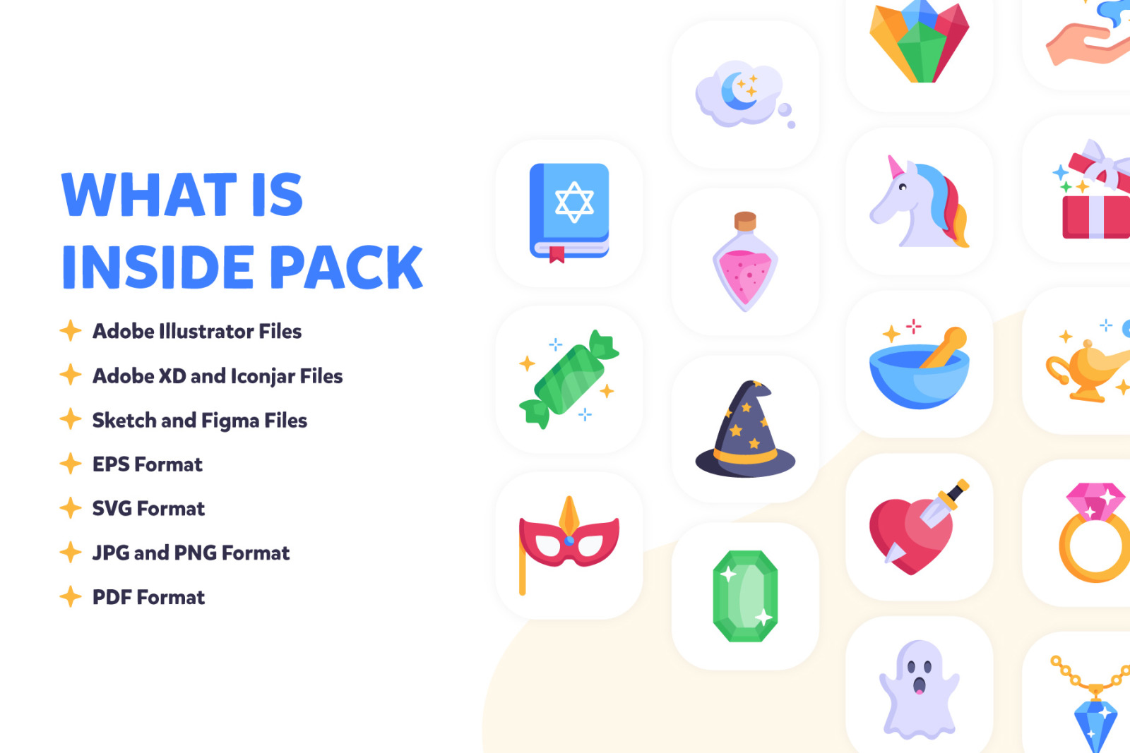 100 Magic Icons - Flat Vector Icons