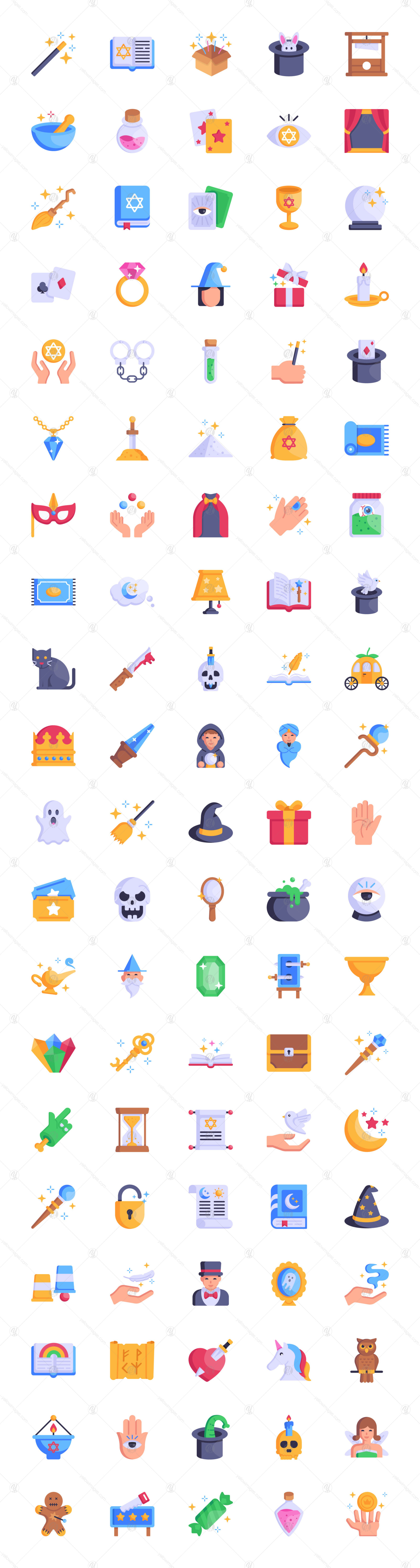 100 Magic Icons - Flat Vector Icons