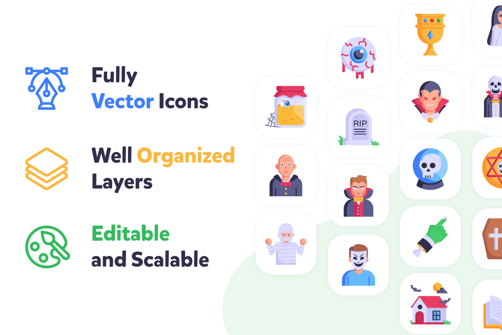 50 Flat Horror Icons-Vector Designs 50 Flat Horror Icons-Vector Designs