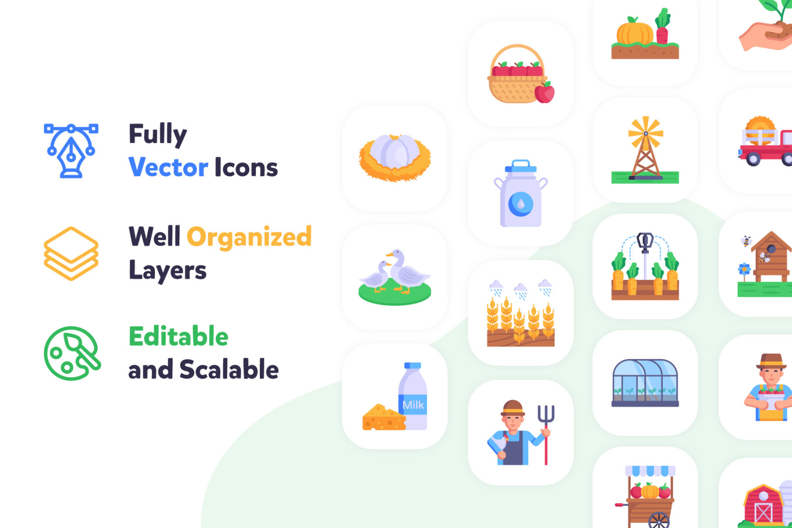 100 Farming Icons - Flat Vectors 100 Farming Icons - Flat Vectors