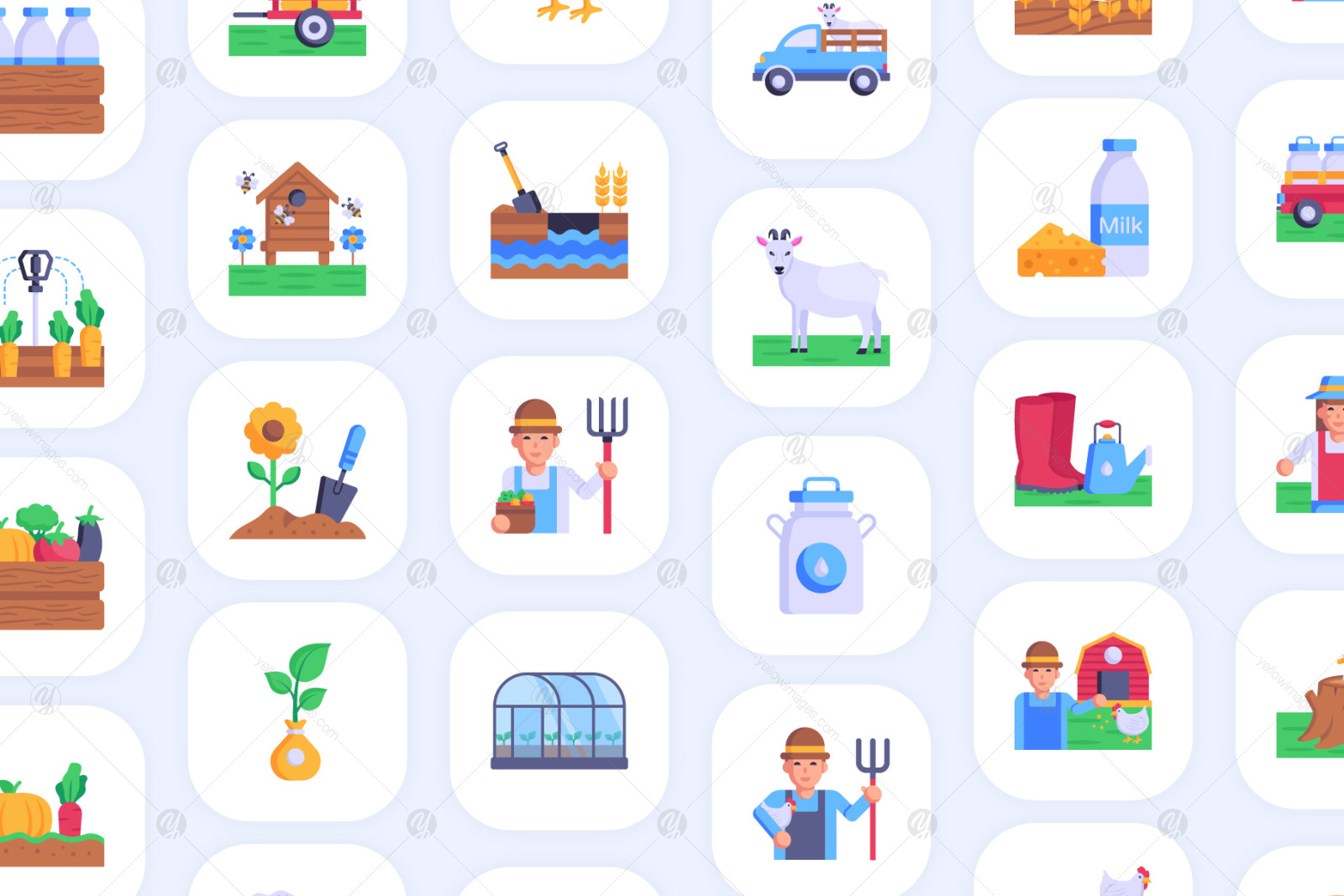 100 Farming Icons - Flat Vectors