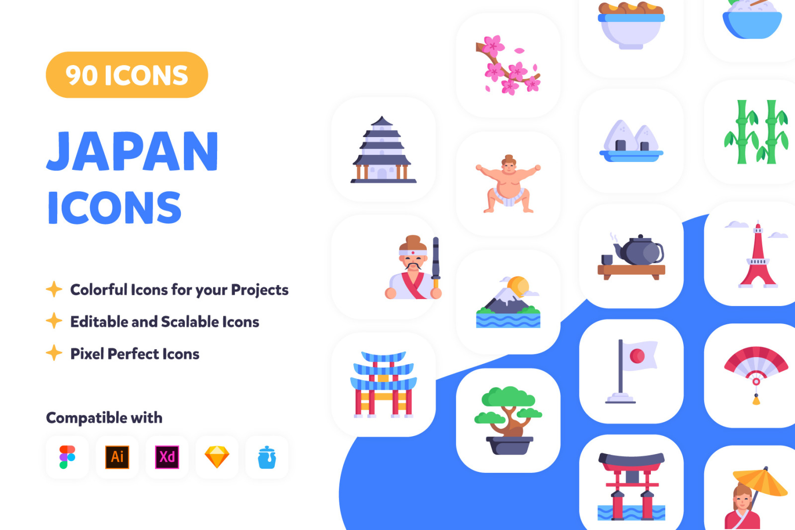 90 Japan Icons - Cultural Vectors