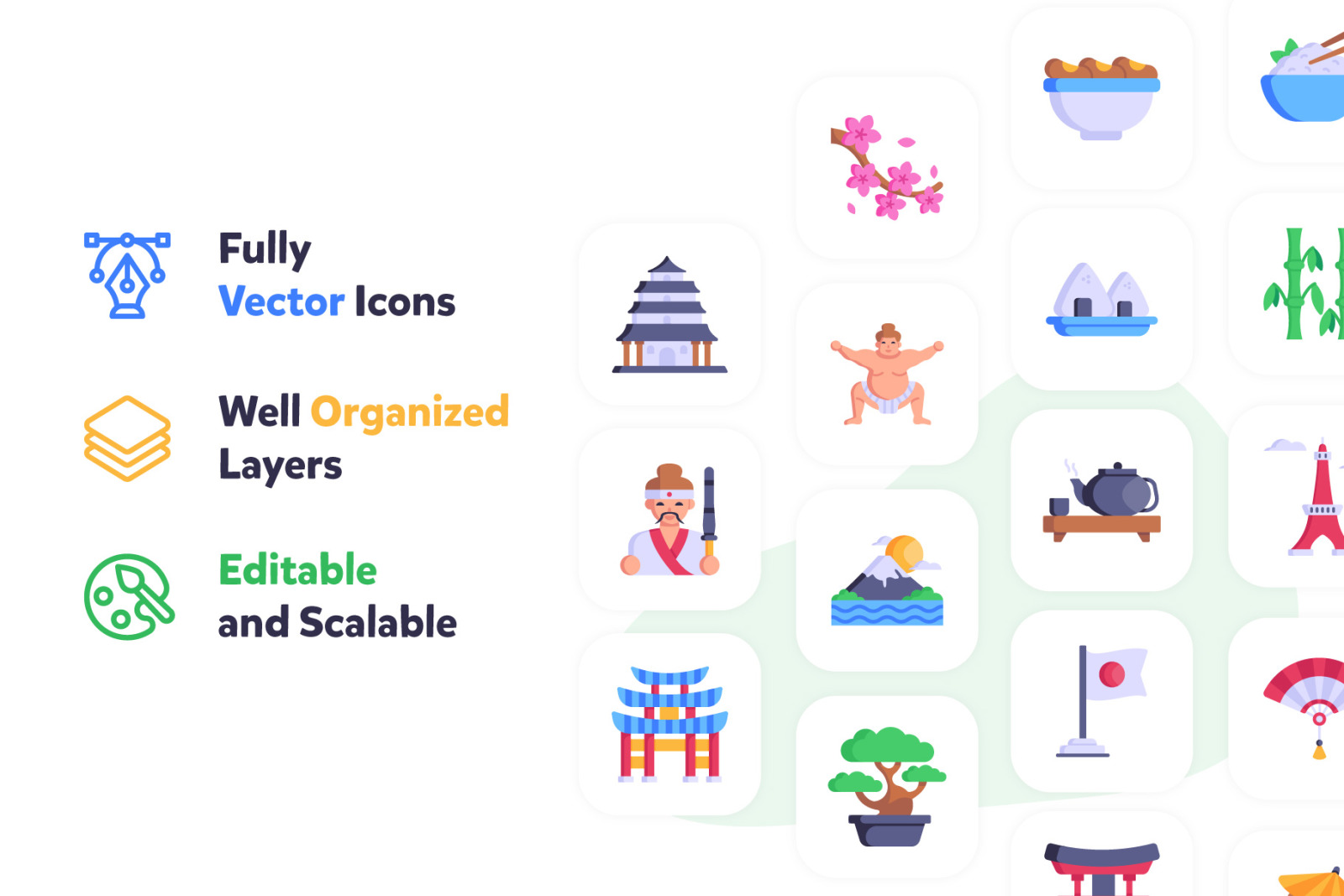 90 Japan Icons - Cultural Vectors