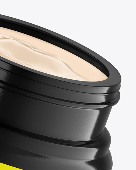 Opened Glossy Cosmetic Jar Mockup