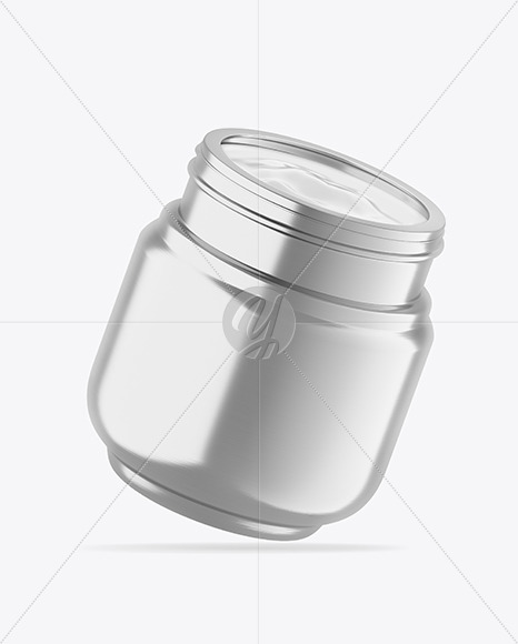 Opened Metallic Cosmetic Jar Mockup