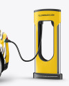 Electric Car on Charging Station Mockup - Half Side View