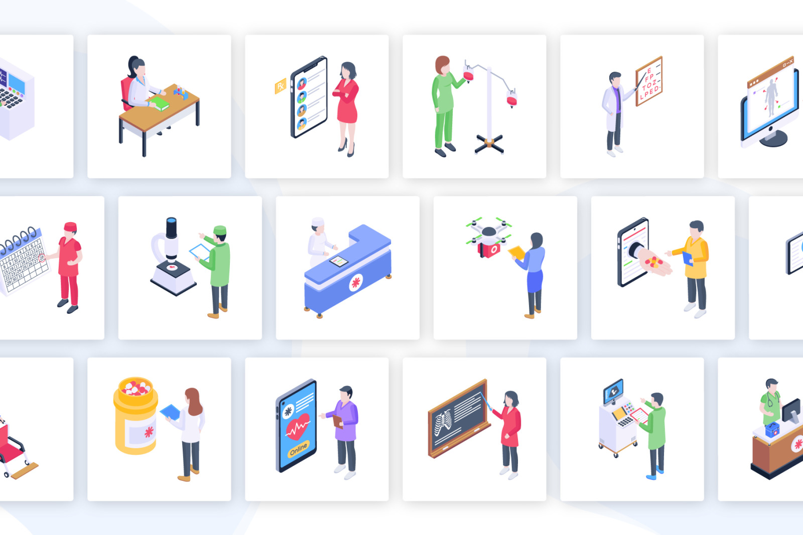 50 Isometric Nursing Vectors 50 Isometric Nursing Vectors