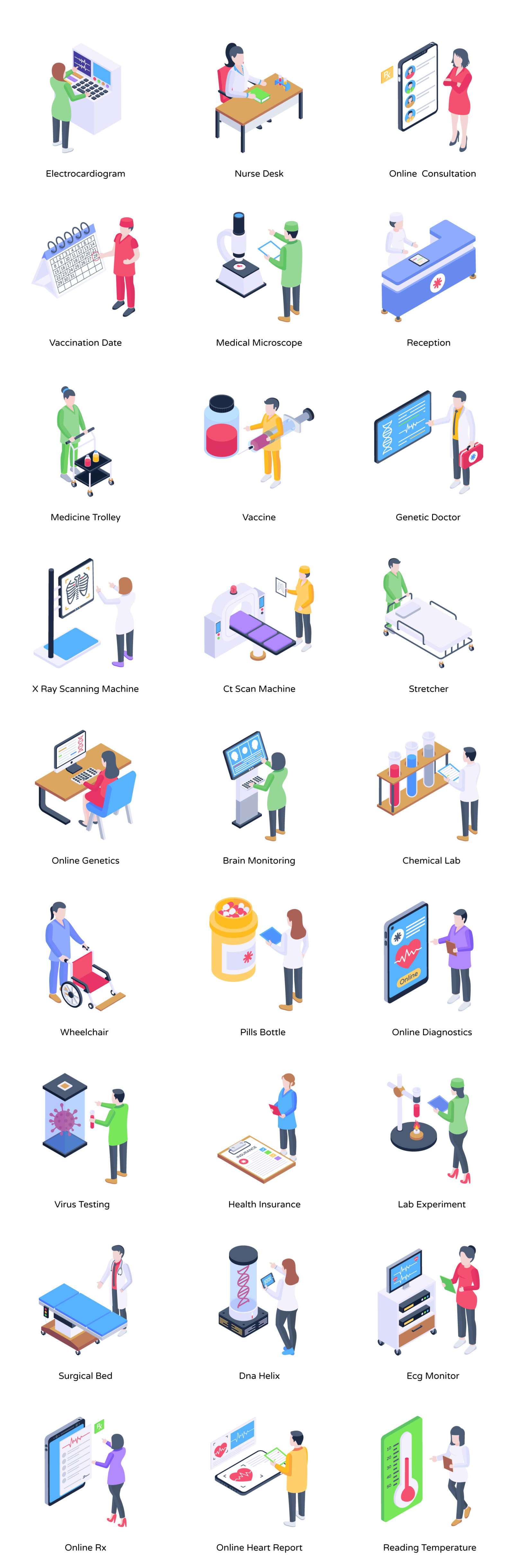 50 Isometric Nursing Vectors 50 Isometric Nursing Vectors