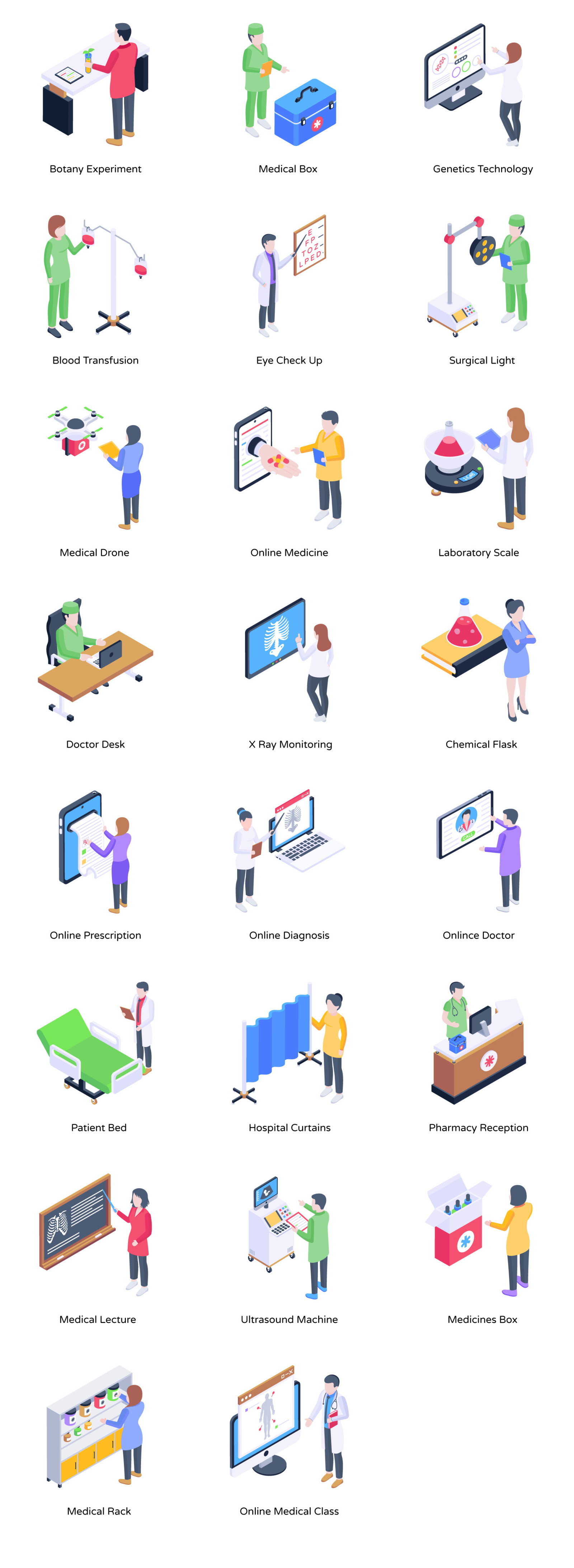 50 Isometric Nursing Vectors