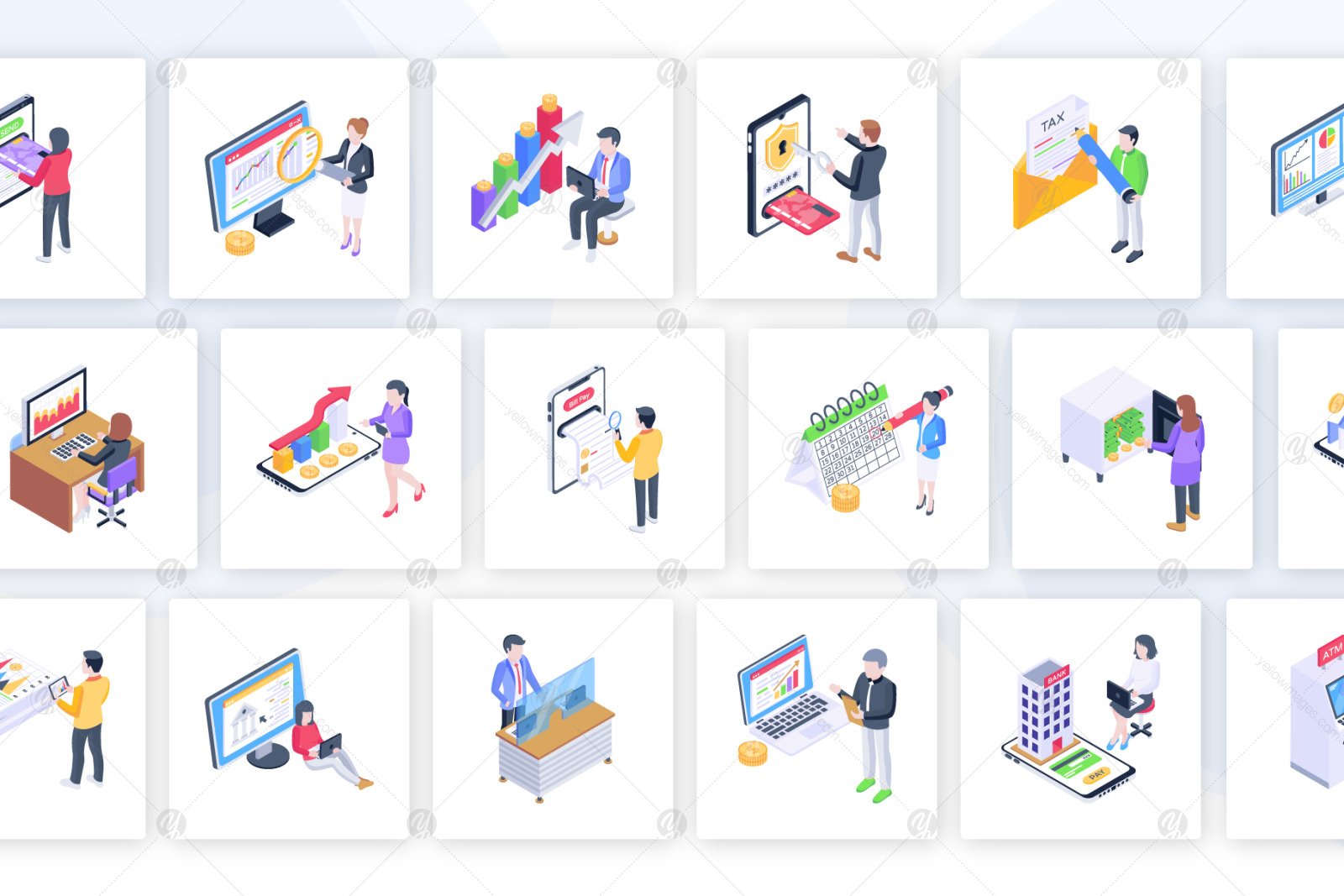 50 Isometric Business Accounting Icons