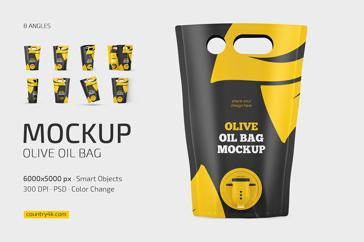 Olive Oil Bag Mockup Set Olive Oil Bag Mockup Set