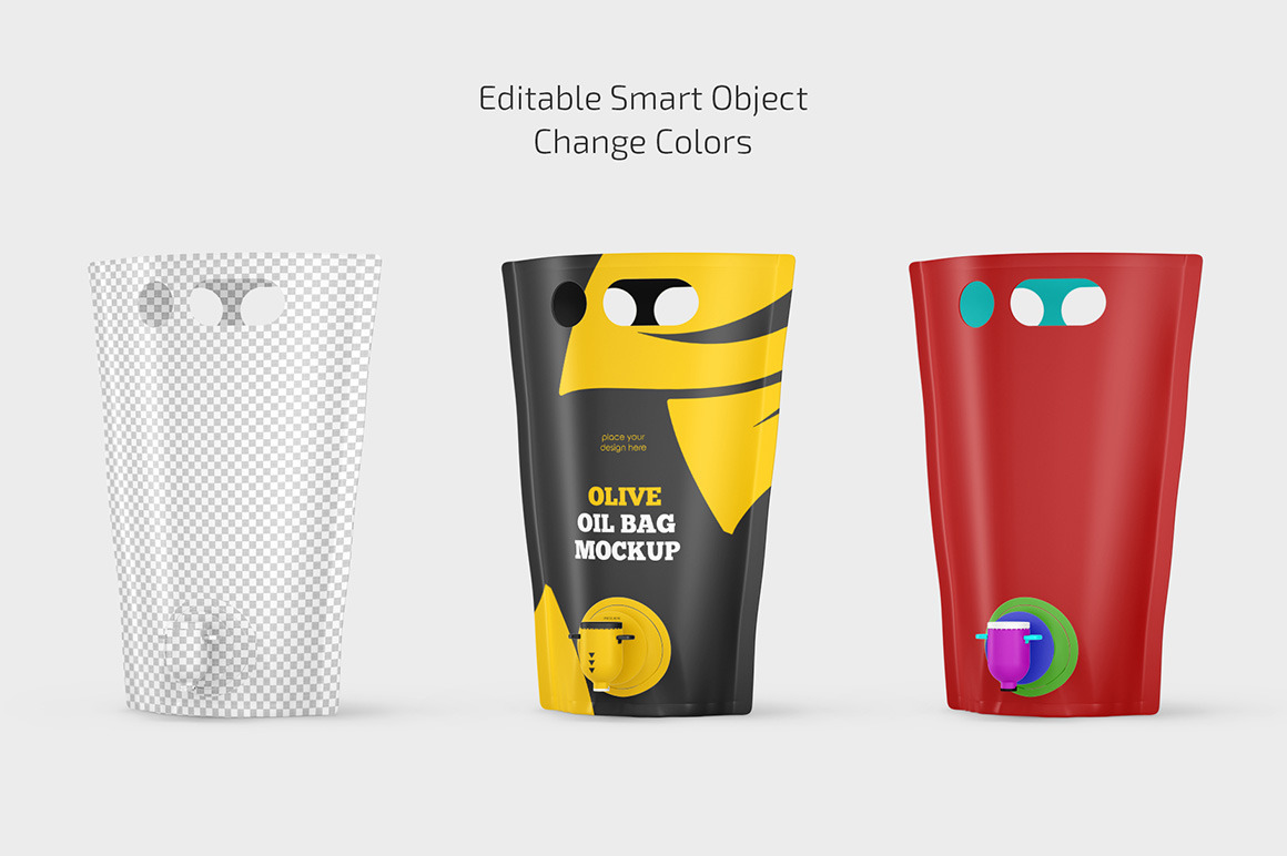 Olive Oil Bag Mockup Set Olive Oil Bag Mockup Set