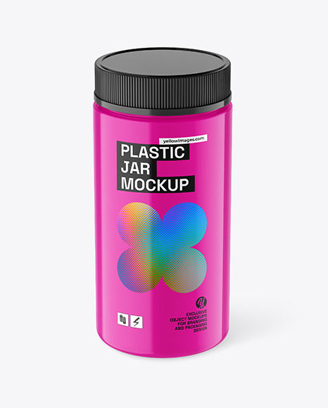 Glossy Plastic Jar Mockup - Plastic+Protein+Jar+Mockup+Plastic+Jar+With+Screw+Cap+Mockup+High+Angle+Shot+Clear+Protein+Jar