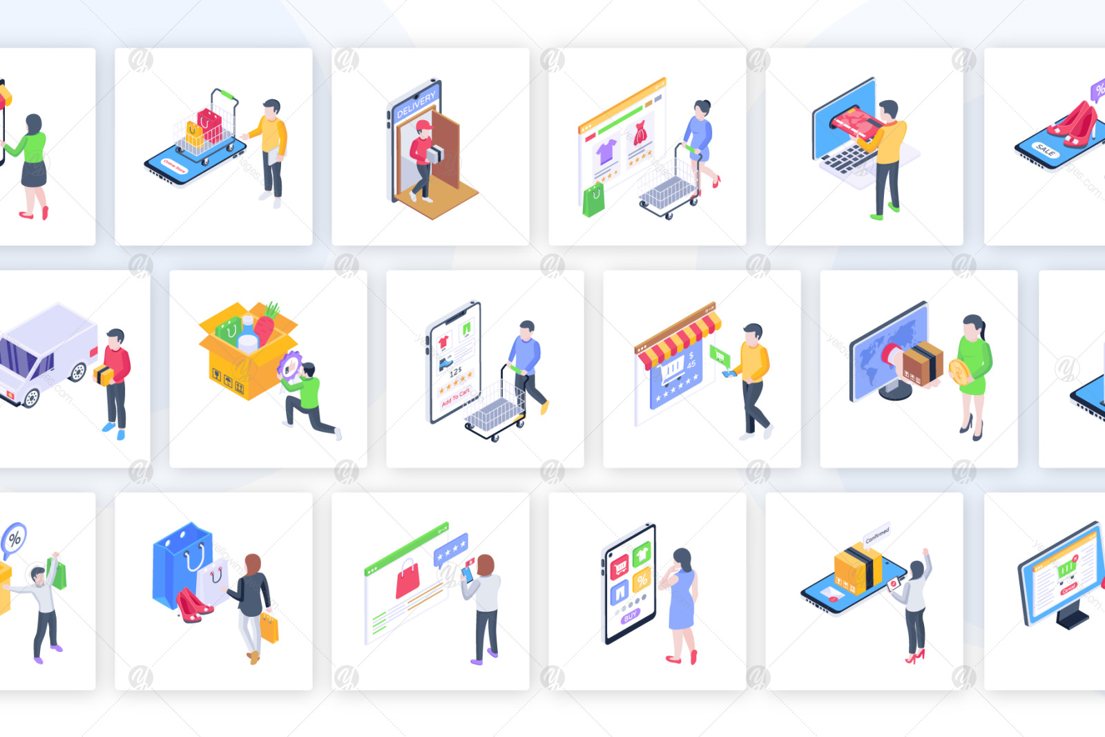 50 Isometric Ecommerce Illustrations