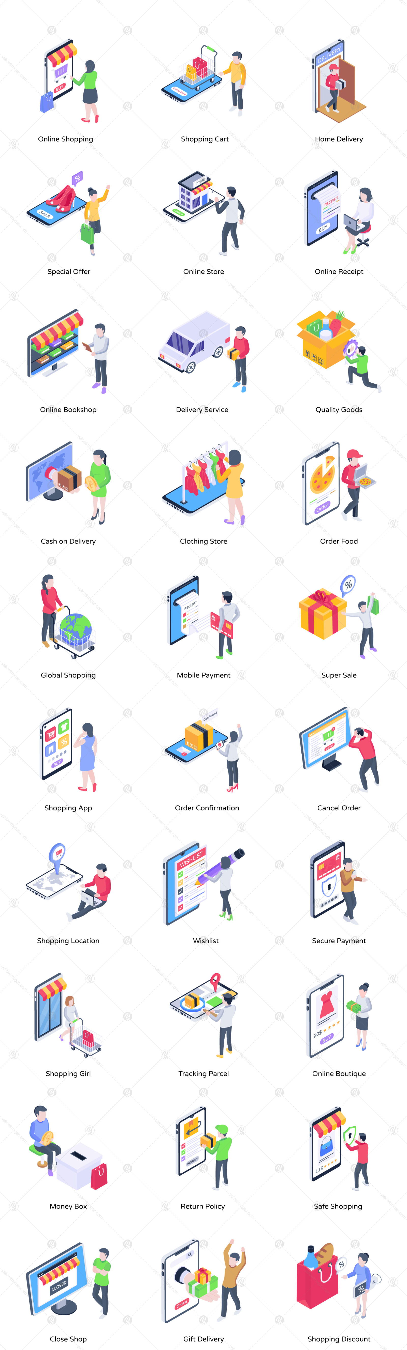 50 Isometric Ecommerce Illustrations