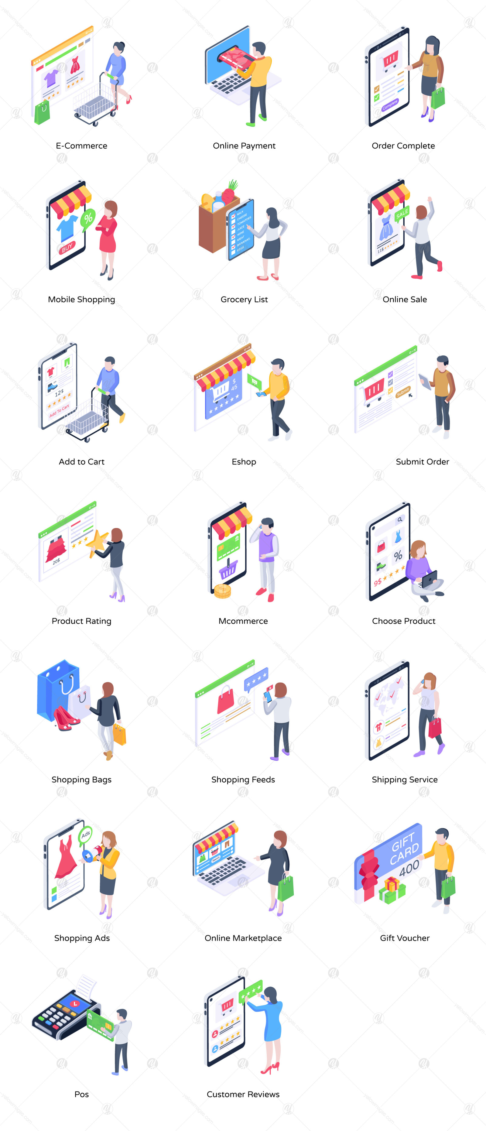 50 Isometric Ecommerce Illustrations