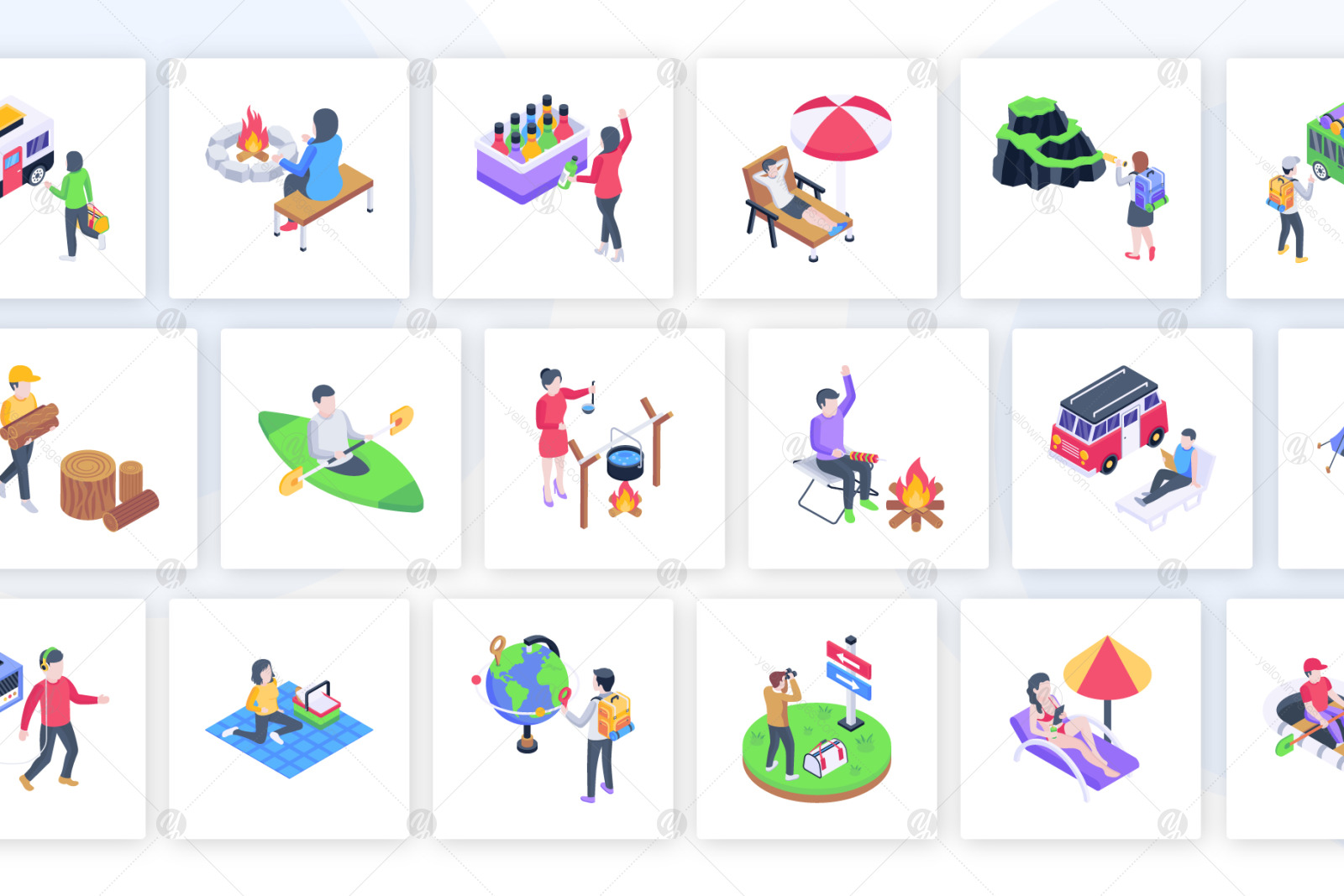 50 Camping Isometric Vectors 50 Camping Isometric Vectors