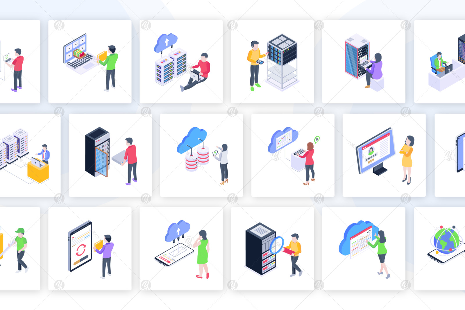 50 Isometric Data Technology Vectors