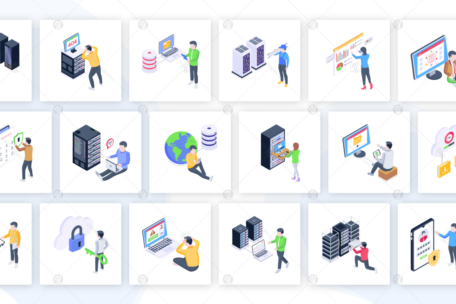 50 Isometric Data Technology Vectors